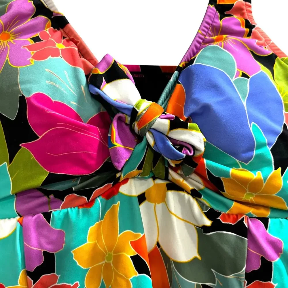 Swim Solutions NWT Tummy Control Swimdress Bathing Suit Floral Multicolor Sz 10 - Picture 2 of 5